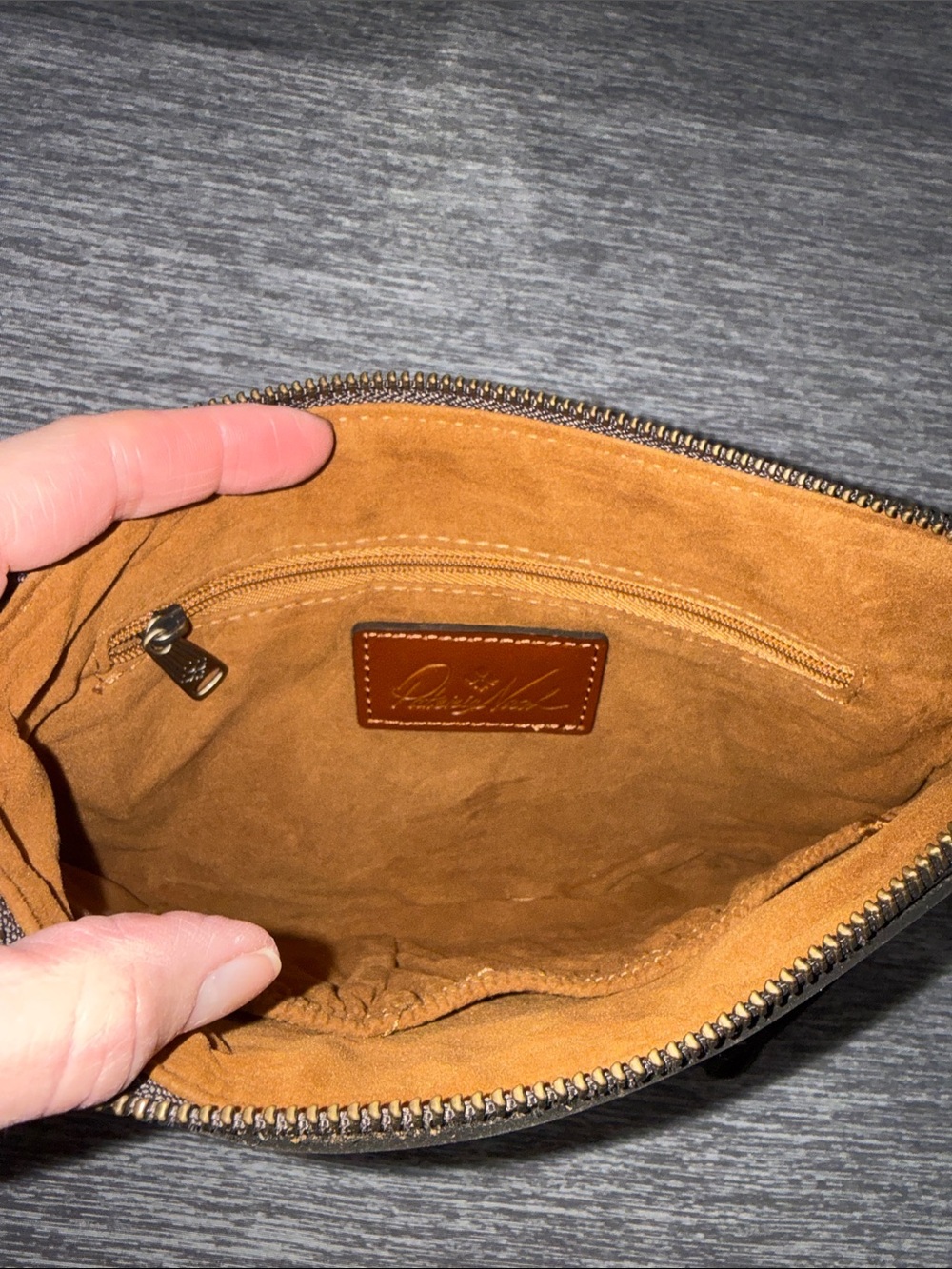 Patricia Nash Cognac Embossed Leather Wristlet - Picture 5 of 6